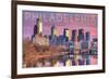 Philadelphia, Pennsylvania - Skyline and River Sunset-Lantern Press-Framed Art Print
