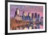 Philadelphia, Pennsylvania - Skyline and River Sunset-Lantern Press-Framed Art Print