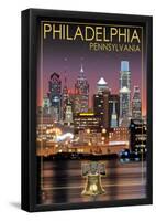 Philadelphia, Pennsylvania - Skyline at Night-null-Framed Poster