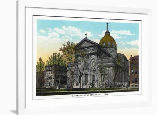 Philadelphia, Pennsylvania - St. Peter and St. Paul Cathedral Exterior-Lantern Press-Framed Art Print