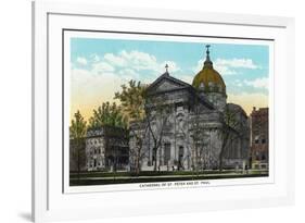 Philadelphia, Pennsylvania - St. Peter and St. Paul Cathedral Exterior-Lantern Press-Framed Art Print