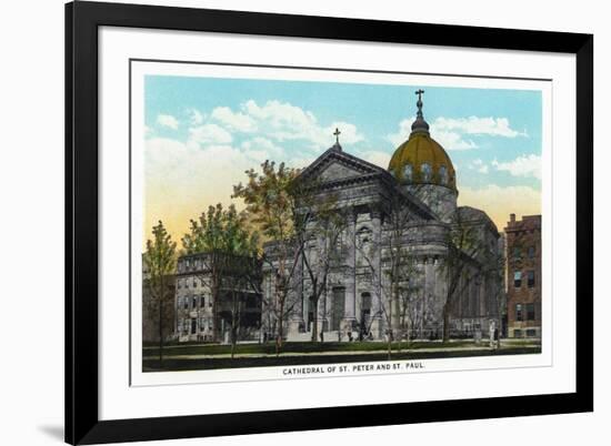 Philadelphia, Pennsylvania - St. Peter and St. Paul Cathedral Exterior-Lantern Press-Framed Art Print