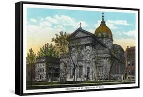 Philadelphia, Pennsylvania - St. Peter and St. Paul Cathedral Exterior-Lantern Press-Framed Stretched Canvas
