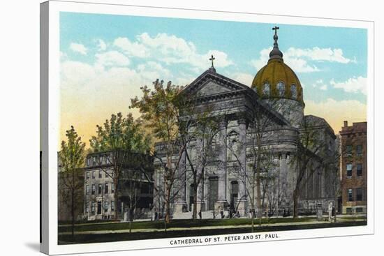 Philadelphia, Pennsylvania - St. Peter and St. Paul Cathedral Exterior-Lantern Press-Stretched Canvas