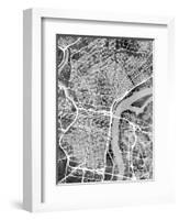 Philadelphia Pennsylvania Street Map-Michael Tompsett-Framed Art Print