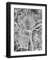 Philadelphia Pennsylvania Street Map-Michael Tompsett-Framed Art Print