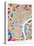 Philadelphia Pennsylvania Street Map-Michael Tompsett-Stretched Canvas