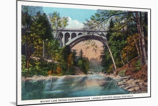 Philadelphia, Pennsylvania - Walnut Lane Bridge over Wissahickon River-Lantern Press-Mounted Art Print