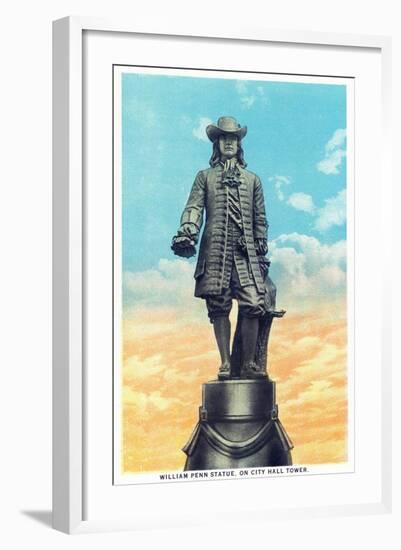 Philadelphia, Pennsylvania - William Penn Statue on City Hall Tower-Lantern Press-Framed Art Print