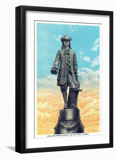 Philadelphia, Pennsylvania - William Penn Statue on City Hall Tower-Lantern Press-Framed Art Print