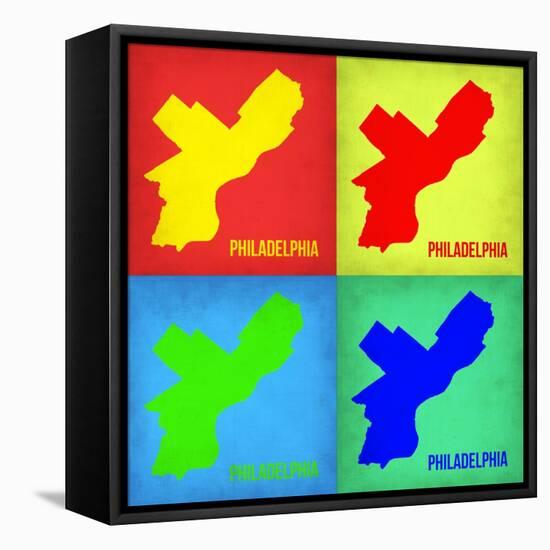 Philadelphia Pop Art Map 1-NaxArt-Framed Stretched Canvas