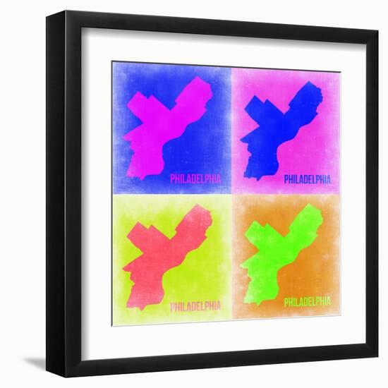 Philadelphia Pop Art Map 1-NaxArt-Framed Art Print