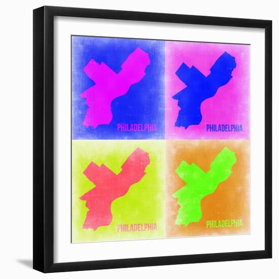 Philadelphia Pop Art Map 1-NaxArt-Framed Art Print