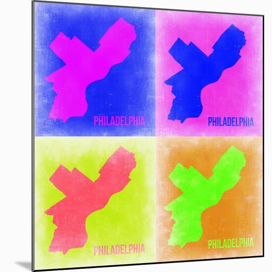 Philadelphia Pop Art Map 1-NaxArt-Mounted Premium Giclee Print