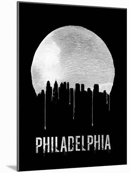 Philadelphia Skyline Black-null-Mounted Art Print