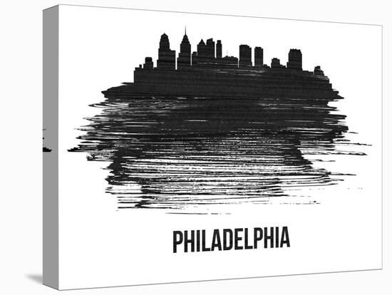 Philadelphia Skyline Brush Stroke - Black II-NaxArt-Stretched Canvas