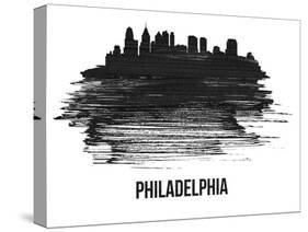 Philadelphia Skyline Brush Stroke - Black II-NaxArt-Stretched Canvas