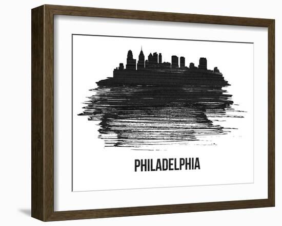 Philadelphia Skyline Brush Stroke - Black II-NaxArt-Framed Art Print