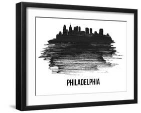 Philadelphia Skyline Brush Stroke - Black II-NaxArt-Framed Art Print