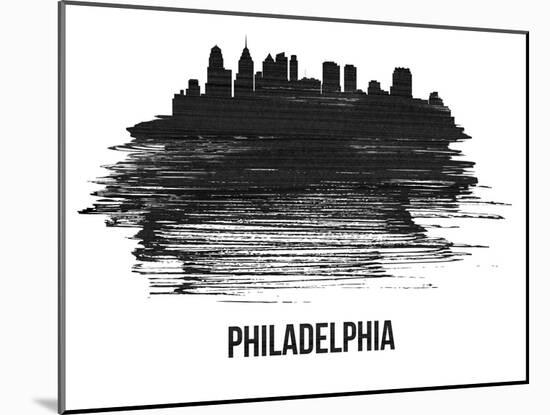 Philadelphia Skyline Brush Stroke - Black II-NaxArt-Mounted Art Print