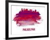 Philadelphia Skyline Brush Stroke - Red-NaxArt-Framed Art Print