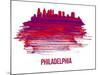 Philadelphia Skyline Brush Stroke - Red-NaxArt-Mounted Art Print