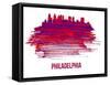 Philadelphia Skyline Brush Stroke - Red-NaxArt-Framed Stretched Canvas