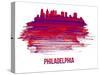 Philadelphia Skyline Brush Stroke - Red-NaxArt-Stretched Canvas