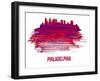 Philadelphia Skyline Brush Stroke - Red-NaxArt-Framed Art Print