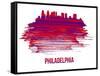 Philadelphia Skyline Brush Stroke - Red-NaxArt-Framed Stretched Canvas