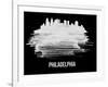 Philadelphia Skyline Brush Stroke - White-NaxArt-Framed Art Print