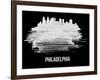 Philadelphia Skyline Brush Stroke - White-NaxArt-Framed Art Print