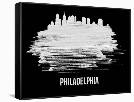 Philadelphia Skyline Brush Stroke - White-NaxArt-Framed Stretched Canvas