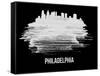 Philadelphia Skyline Brush Stroke - White-NaxArt-Framed Stretched Canvas