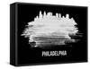 Philadelphia Skyline Brush Stroke - White-NaxArt-Framed Stretched Canvas