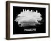 Philadelphia Skyline Brush Stroke - White-NaxArt-Framed Art Print