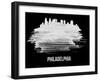 Philadelphia Skyline Brush Stroke - White-NaxArt-Framed Art Print