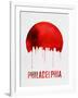 Philadelphia Skyline Red-null-Framed Art Print