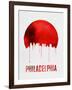 Philadelphia Skyline Red-null-Framed Art Print