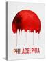 Philadelphia Skyline Red-null-Stretched Canvas