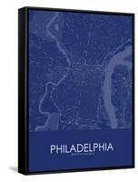 Philadelphia, United States of America Blue Map-null-Framed Stretched Canvas