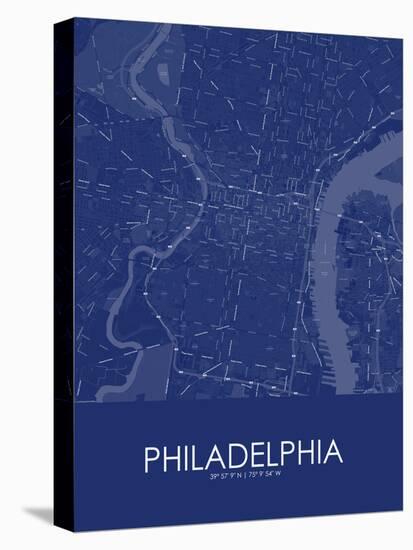 Philadelphia, United States of America Blue Map-null-Stretched Canvas