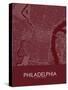 Philadelphia, United States of America Red Map-null-Stretched Canvas