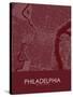 Philadelphia, United States of America Red Map-null-Stretched Canvas