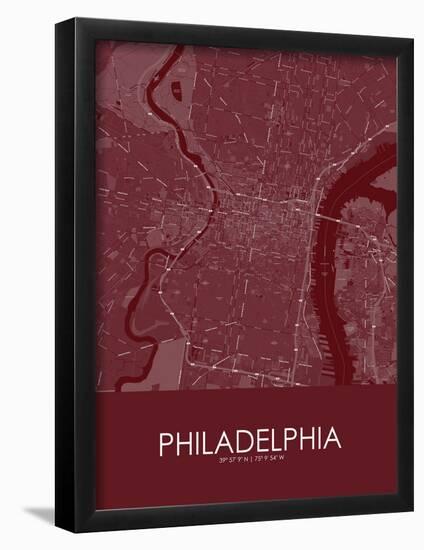 Philadelphia, United States of America Red Map-null-Framed Poster