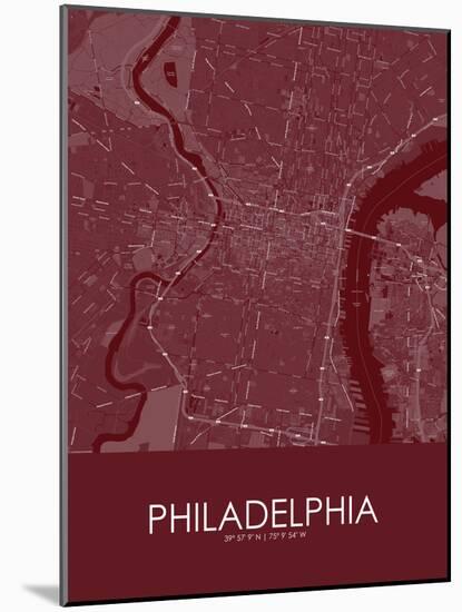 Philadelphia, United States of America Red Map-null-Mounted Poster