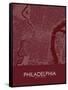 Philadelphia, United States of America Red Map-null-Framed Stretched Canvas