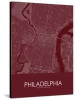 Philadelphia, United States of America Red Map-null-Stretched Canvas