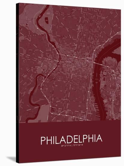 Philadelphia, United States of America Red Map-null-Stretched Canvas