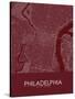 Philadelphia, United States of America Red Map-null-Stretched Canvas